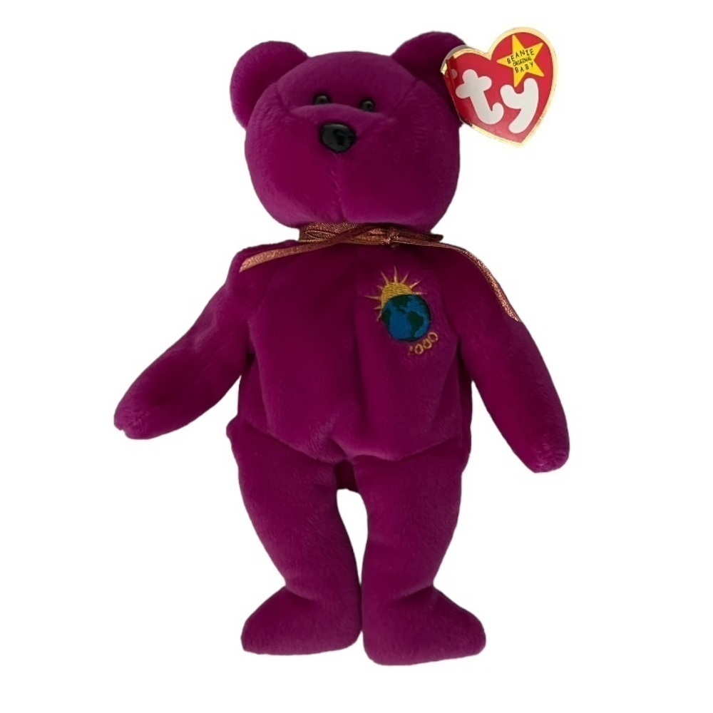 Ty Millennium Beanie Baby Bear w/ Transparent Display Case Y2K Collector Plush